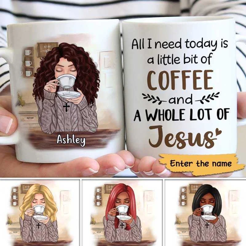 trendy coffee cups with funny sayings-Coffee And Jesus Personalized Mug