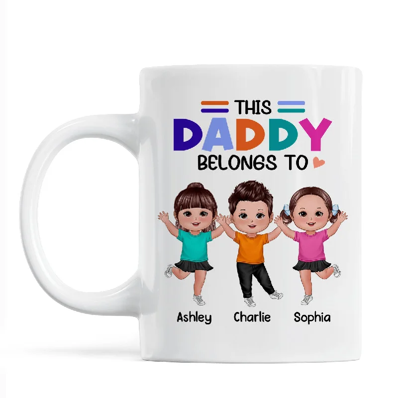 custom ceramic mugs for corporate gifts-Colorful This Daddy Belongs To Happy Doll Kid Father‘s Day Gift For Dad Personalized Mug