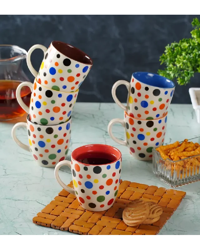 best mugs for coffee addicts-Coloured Dotted Tea Coffee Mugs | Set of 6