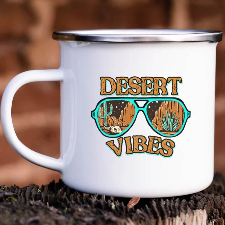 large travel mugs with handles for coffee-Desert Vibes Campfire Mug