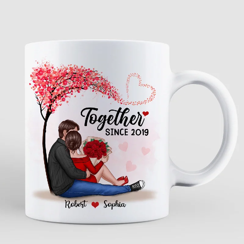 custom photo mugs for family reunions-Couple Sitting Under Tree Together Since Personalized Mug