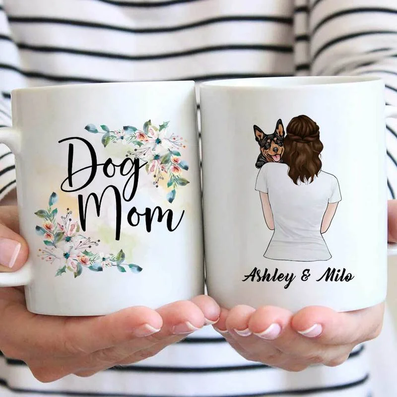 best mugs for hot cocoa-Dog Mom Peeking Personalized Dog Mom Coffee Mug