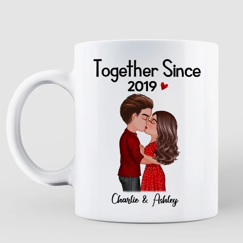 unique tea mugs for tea parties-Doll Couple Kissing Valentine Anniversary Gift For Him Gift For Her Personalized Mug