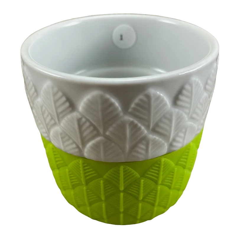 stylish coffee cups for home use-Embossed Leaves Green Silicone Sleeve Handleless Mug Starbucks Teavana