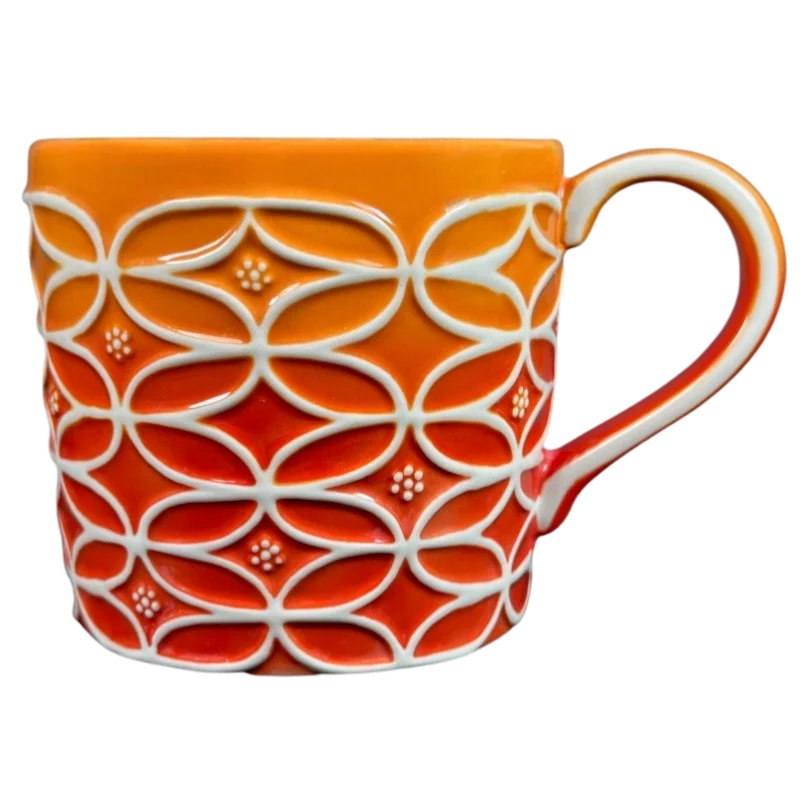 stainless steel mugs for tea lovers-Embossed Orange Ombre Hand Painted Floral Abstract Mug Starbucks