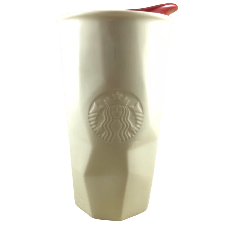 stylish coffee mugs for special occasions-Embossed Siren Faceted White 10oz Tumbler Starbucks