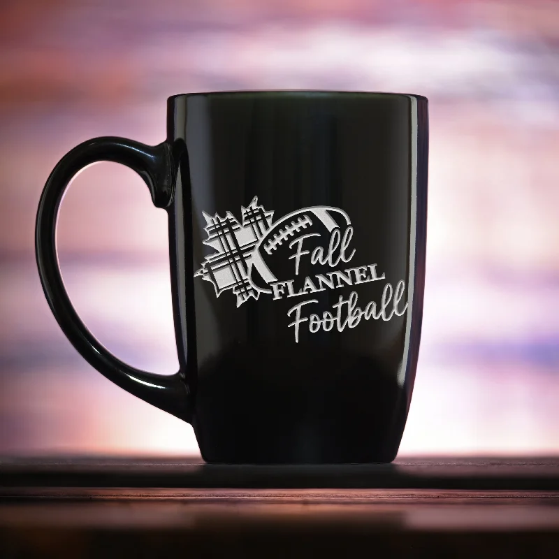 luxury ceramic mugs for collectors-Fall Flannel Football Coffee Mug