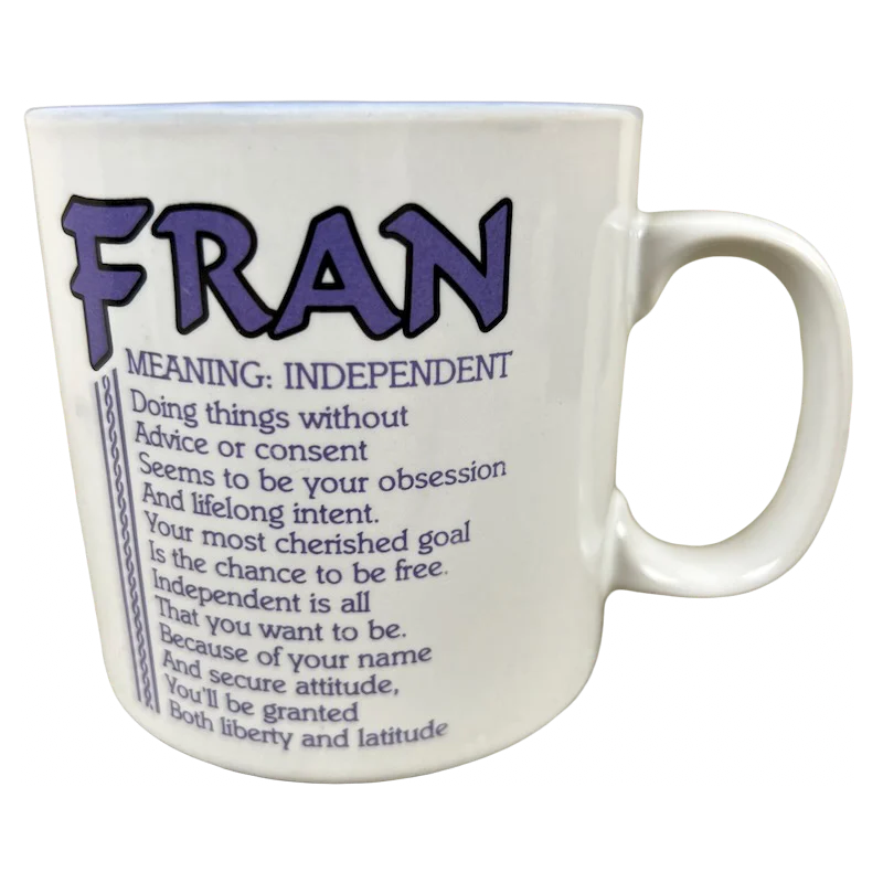 large travel mugs for cold beverages-FRAN Poetry Name Blue Interior Mug Papel