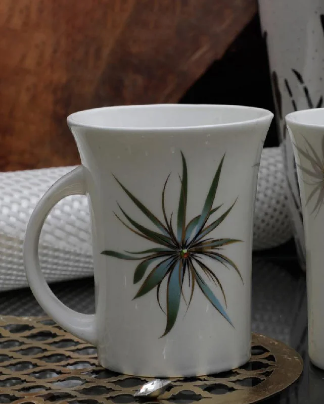 unique mugs with pop culture designs-Green Leaf Milk Bone China Coffee Mugs | 250 ml