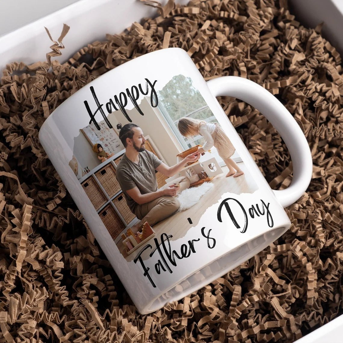 custom coffee mugs for celebrations-Happy Father's Day Single Photo Coffee Mug FDAYPIC10520