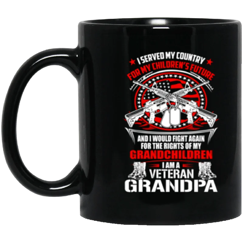 large thermal coffee mugs for work-I AM A VETERAN GRANDPA - SALE OFF TODAY 11 oz. Black Mug