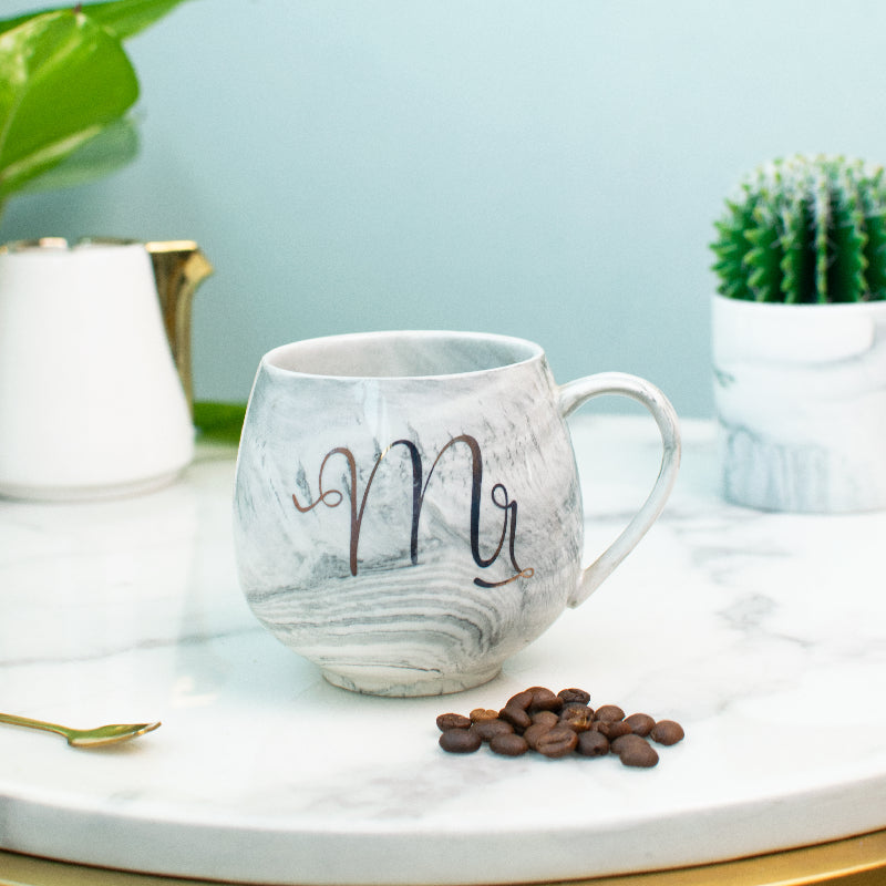 best ceramic mugs for tea-Marble Accent Mr Initials Ceramic Mug