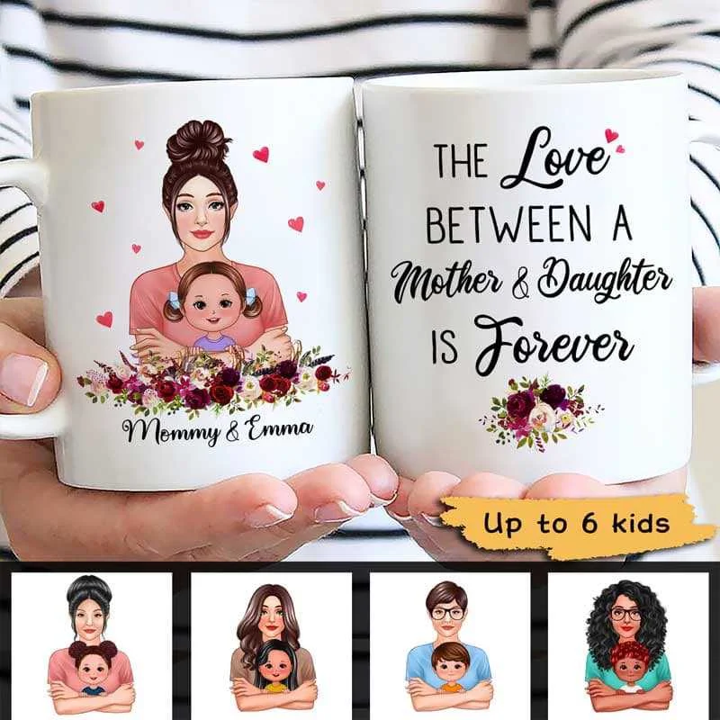 personalized mugs for anniversaries-Mom Holding Doll Kids The Love Between Mom And Daughter Son Personalized Mug