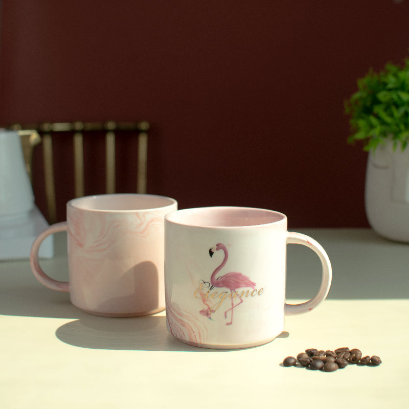 high-quality travel mugs for coffee drinkers-Speckled Flamingo Ceramic Mug