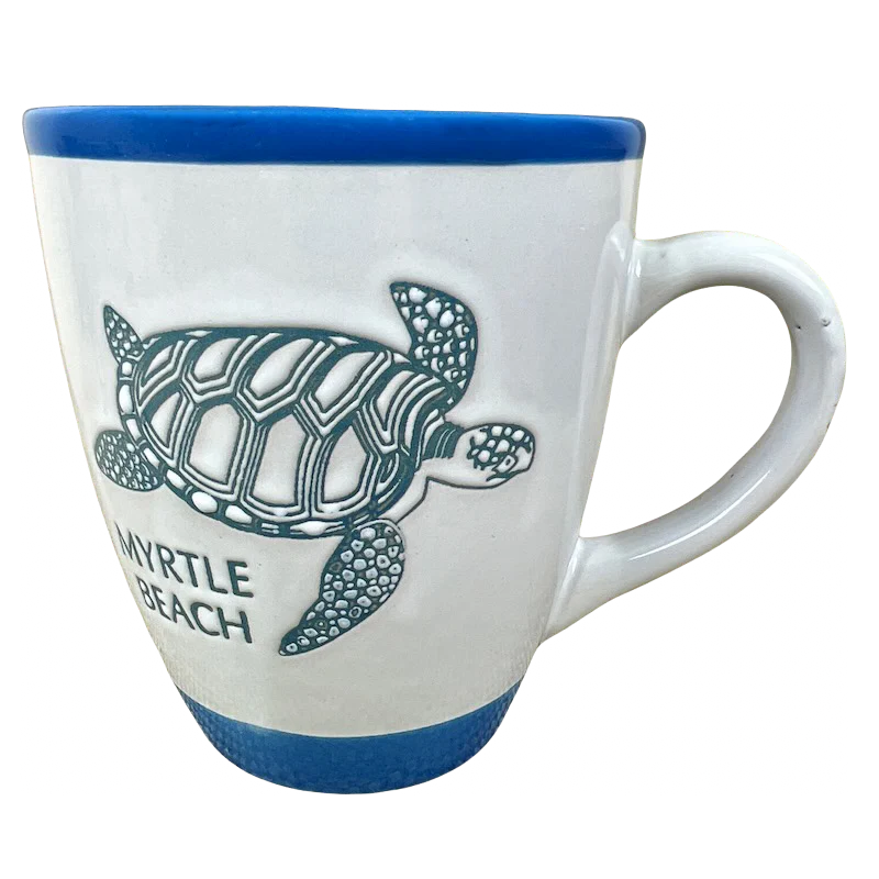 best coffee mugs for the office kitchen-Myrtle Beach Turtle Etched Mug