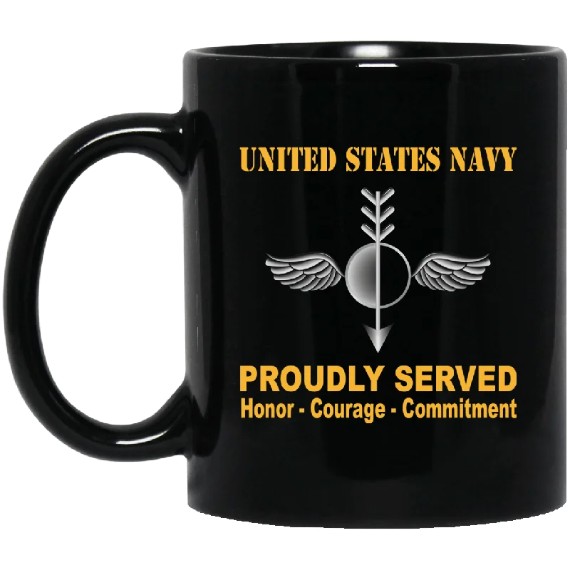 large mugs for morning tea-Navy Aerographers Mate Navy AG Proudly Served Black Mug 11 oz - 15 oz