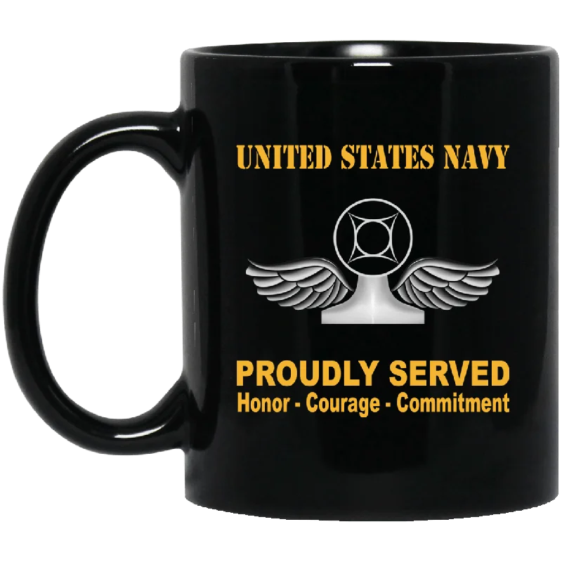 personalized mugs for tea lovers-Navy Air Traffic Controller Navy AC Proudly Served Black Mug 11 oz - 15 oz