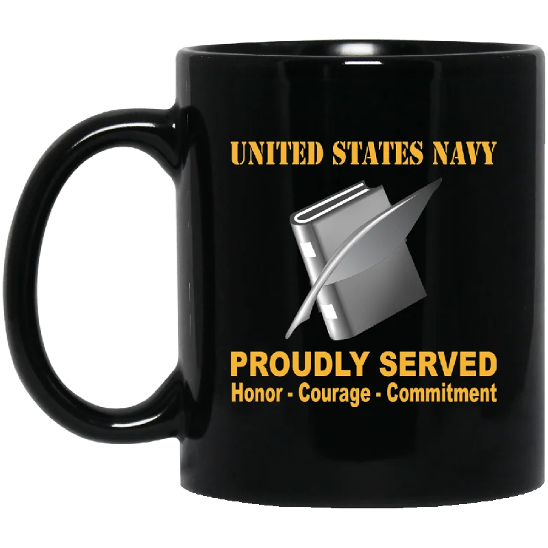 insulated coffee mugs with handles-Navy Personnel Specialist Navy PS Proudly Served Black Mug 11 oz - 15 oz