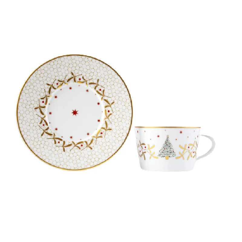 unique photo coffee mugs for family gifts-Noel Teacup & Saucer