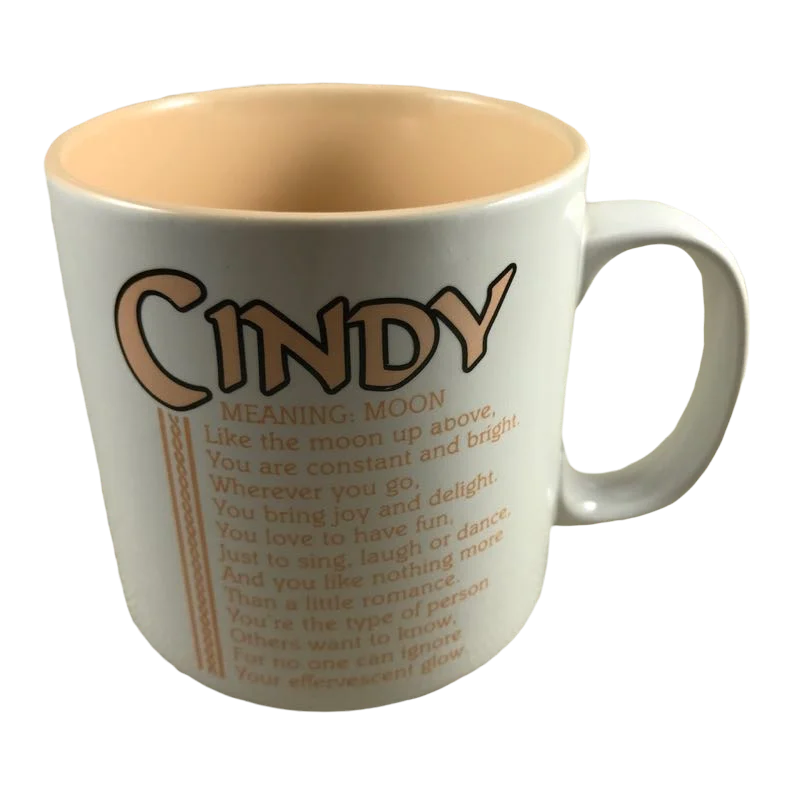 trendy coffee mugs for home decor-CINDY Poetry Name Peach Interior Mug Papel