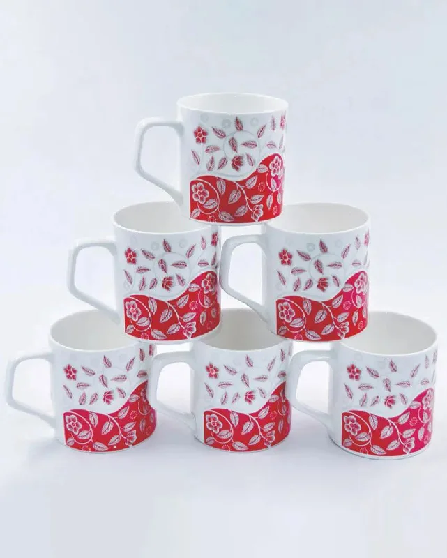 large ceramic mugs for tea drinkers-Red Spril Director Bone China Mugs | 200 ml | Set of 6