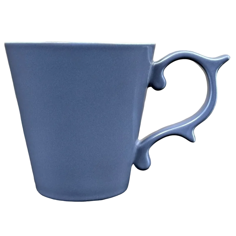 eco-friendly coffee mugs for outdoor use-Rococo Scroll Handle Slate Blue Mug 2013 Starbucks Tazo