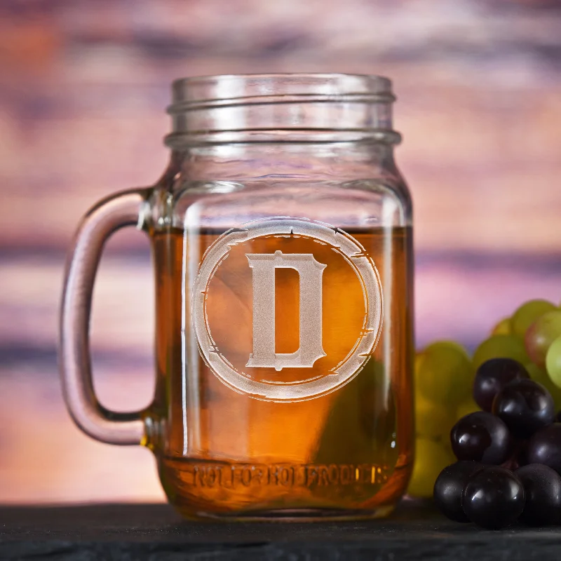 double wall travel mugs for commuting-Rustic Engraved Mason Jar