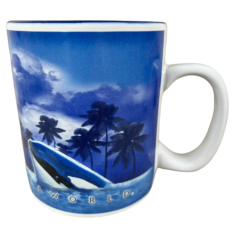 large mugs for morning tea-Shamu Orca Killer Whale Embossed Mug SeaWorld