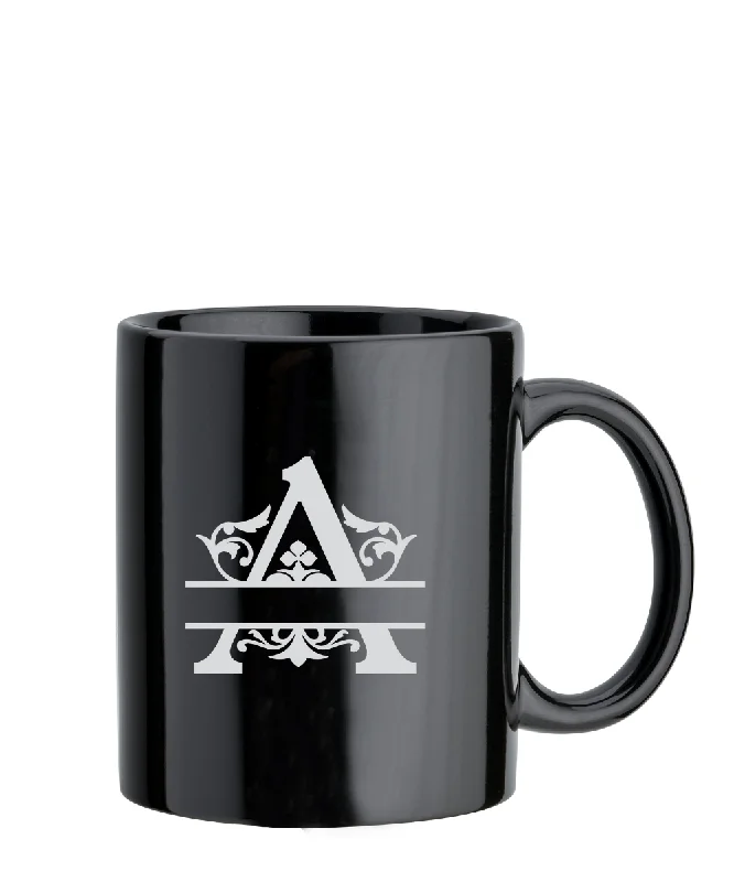 custom ceramic mugs for corporate gifts-Black Engraved Ceramic Mug