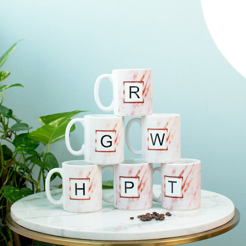 trendy travel mugs for commuters-Speckled Ceramic Initials Coffee Mug