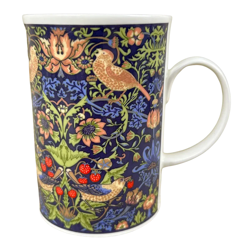 best ceramic mugs for office use-Strawberry Thief William Morris Mug Dunoon