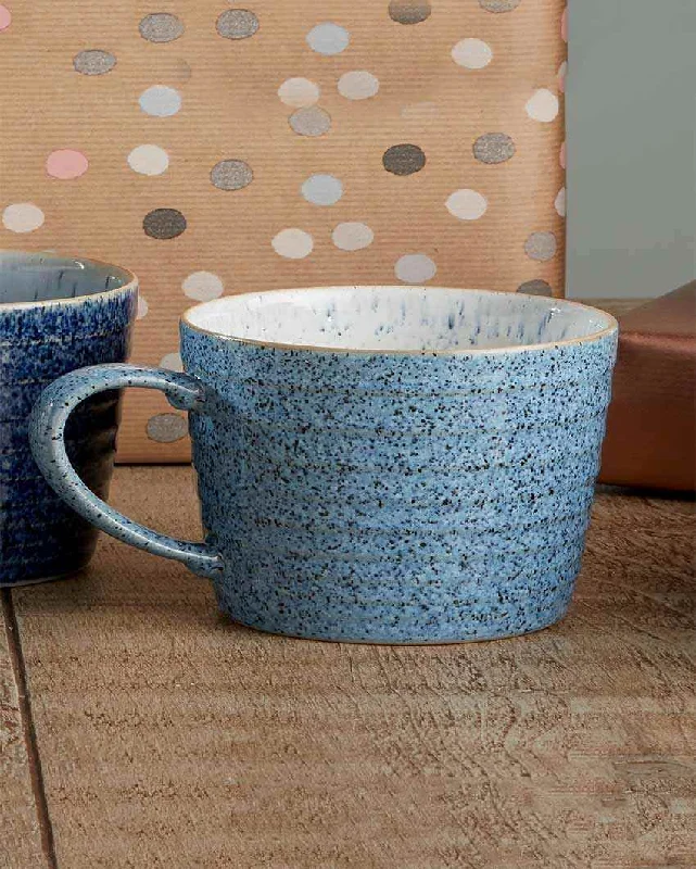 unique mugs with pop culture designs-Studio Blue Flint Stoneware Chalk Ridged Mug