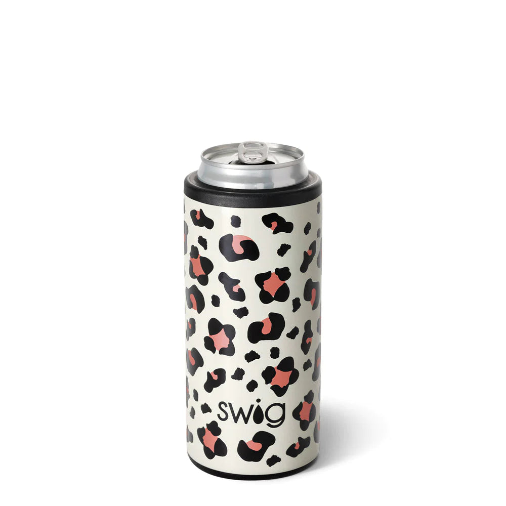 large travel mugs for cold beverages-Swig - Luxy Leopard Skinny Can Cooler (12oz)