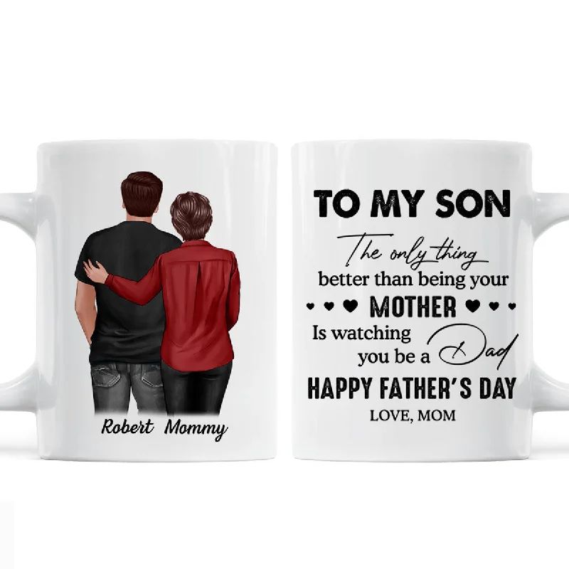 stylish coffee cups for kitchen decor-To My Son From Mom Personalized Mug, Father‘s Day Gift For Son