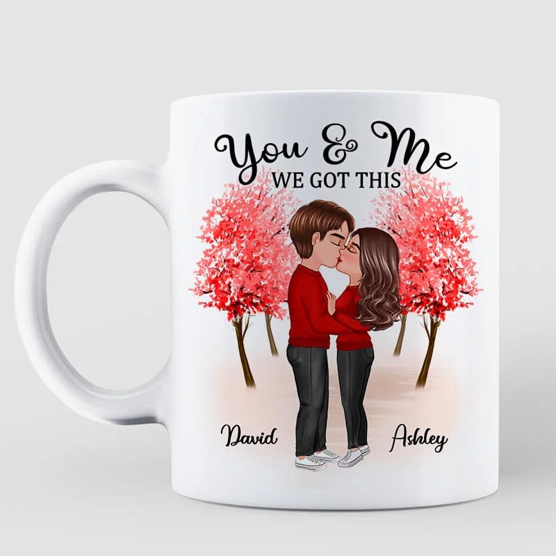 large custom coffee mugs for events-Together Since Couple Kissing Under Tree Valentine‘s Day Anniversary Gift Personalized Mug