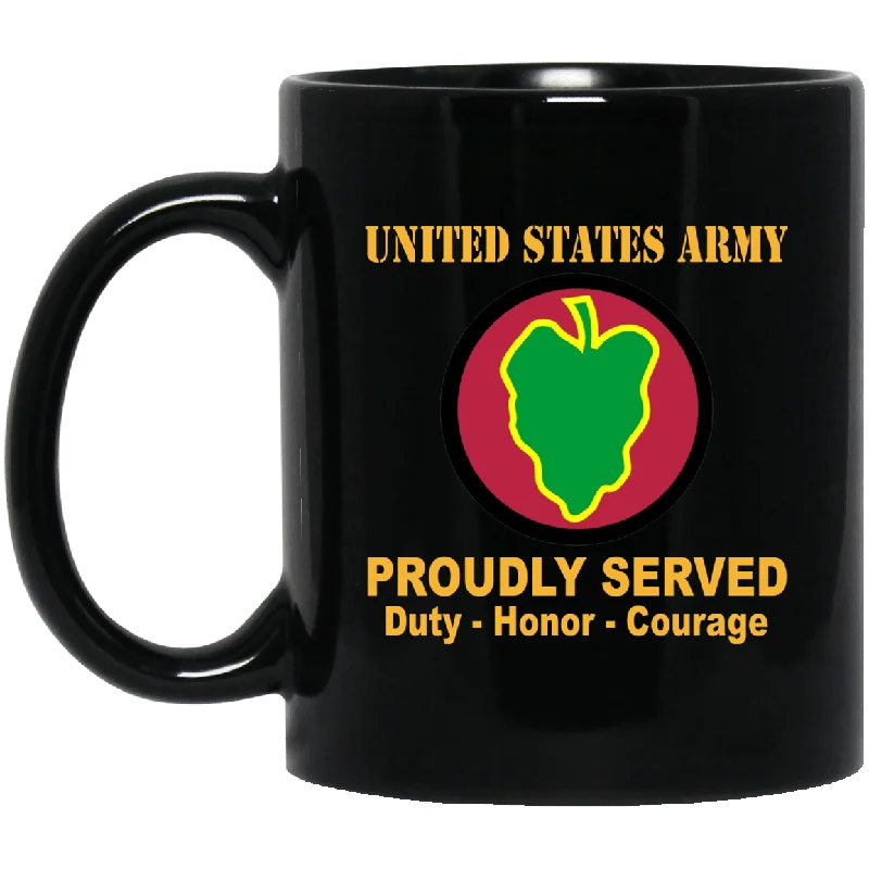 unique coffee mugs for gift giving-U.S. Army 24th Mechanized Infantry Division 11 oz - 15 oz Black Mug