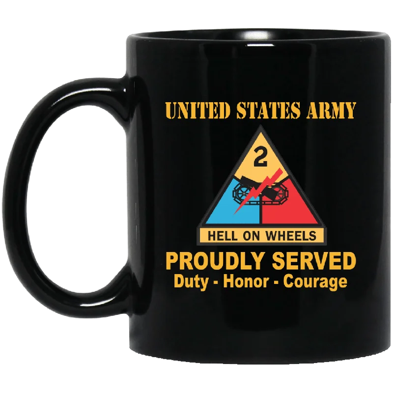 large ceramic mugs for tea drinkers-U.S. Army 2nd Armored Division 11 oz - 15 oz Black Mug