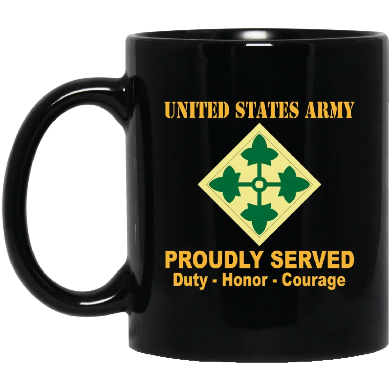 personalized mugs for Valentine’s Day-U.S. Army 4th Infantry Division 11 oz - 15 oz Black Mug