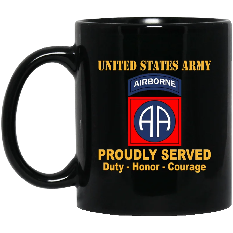 thermal mugs with handles for outdoor activities-U.S. Army 82nd Airborne 11 oz - 15 oz Black Mug