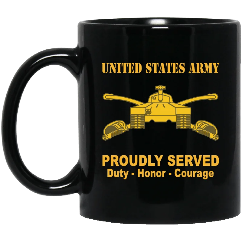 insulated coffee mugs for busy mornings-U.S Army Armor Branch Black Mug 11 oz - 15 oz