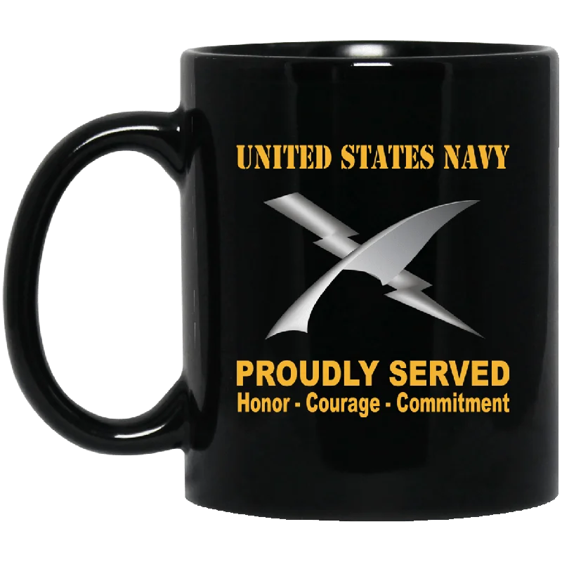 travel mugs for all-day coffee-U.S Navy Cryptologic technician Navy CT Proudly Served Black Mug 11 oz - 15 oz