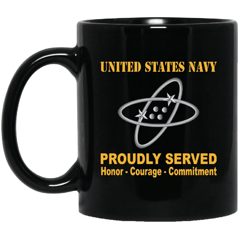 reusable coffee mugs for commuting-U.S Navy Electronics technician Navy ET Proudly Served Black Mug 11 oz - 15 oz