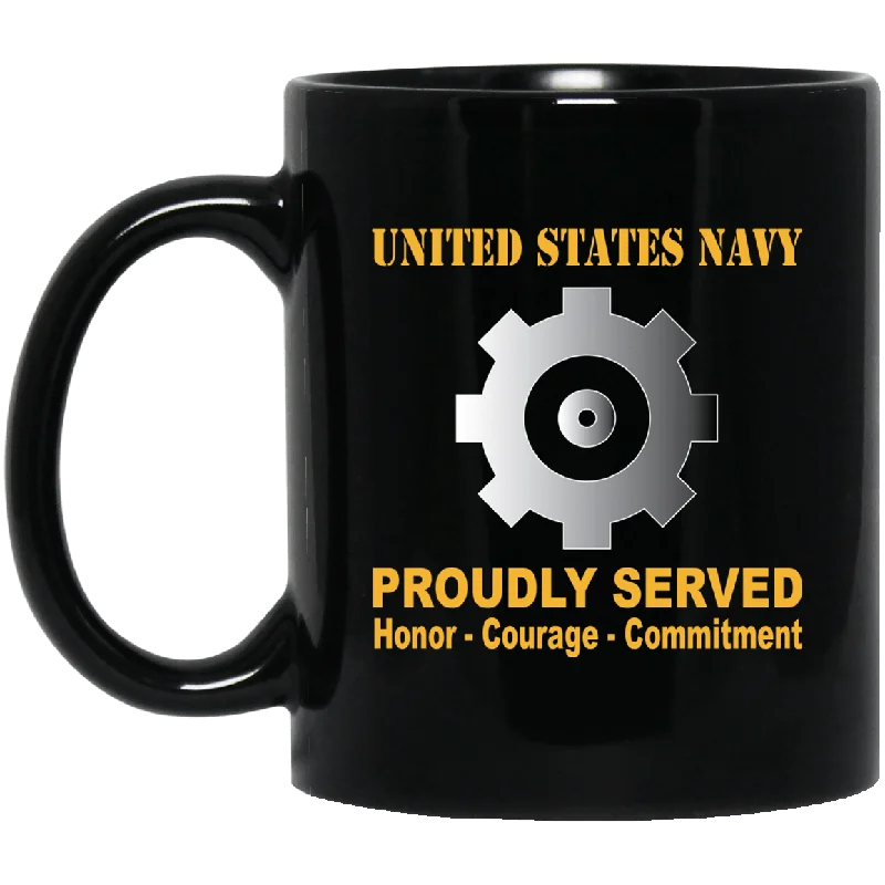 custom mugs for special events-U.S Navy Engineman Navy EN Proudly Served Black Mug 11 oz - 15 oz