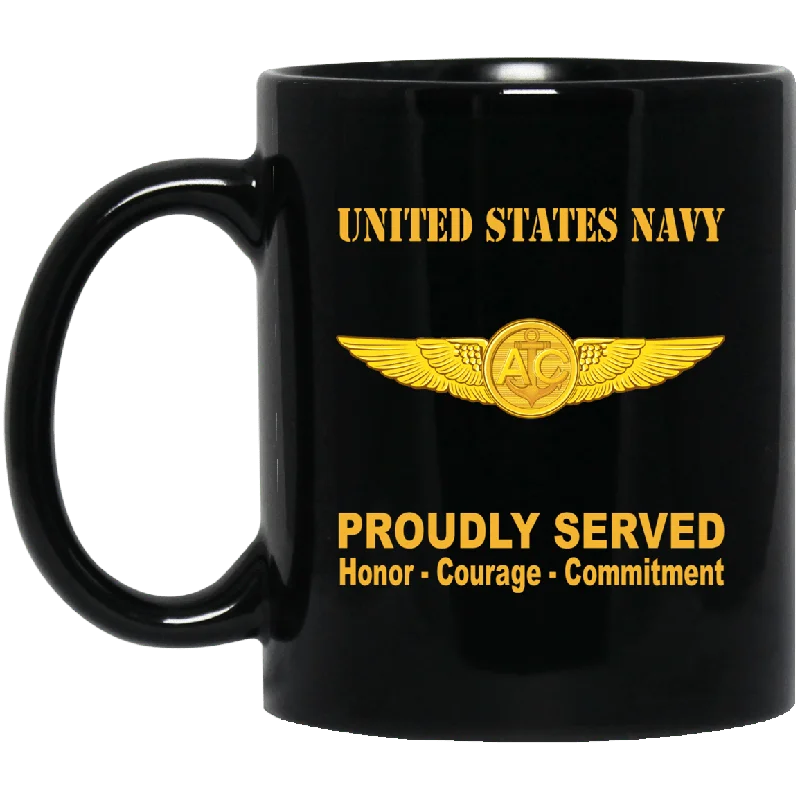 personalized coffee mugs with names-U.S. Navy Naval Aircrew Warfare Specialist Badge 11 oz - 15 oz Black Mug