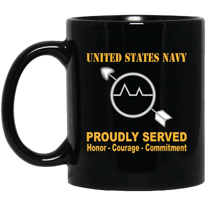 ceramic coffee mugs for special occasions-U.S Navy Operations specialist Navy OS Proudly Served Black Mug 11 oz - 15 oz