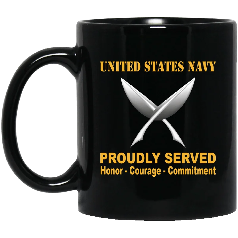 unique photo coffee mugs for family gifts-U.S Navy Yeoman Navy YN Proudly Served Black Mug 11 oz - 15 oz