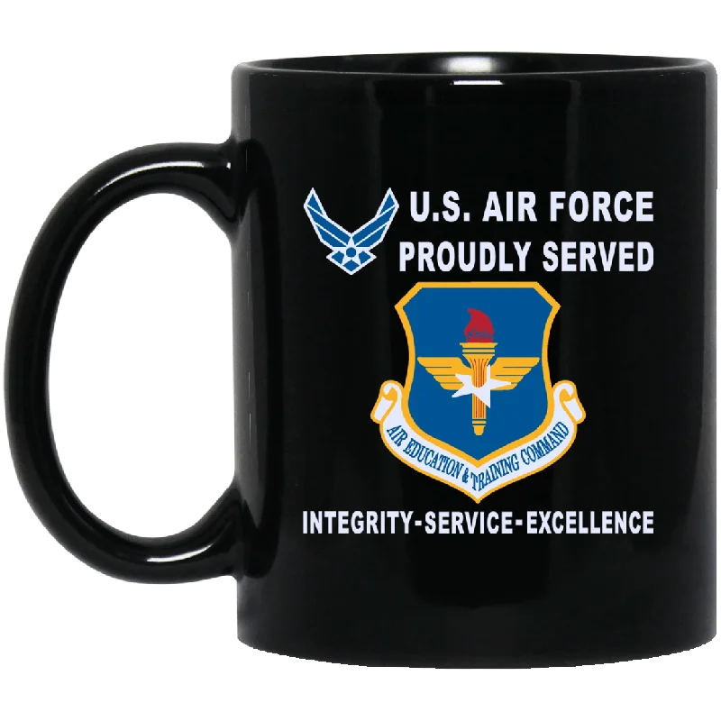 high-quality ceramic coffee cups-US Air Force Air Education and Training Command Proudly Served-D04 11 oz - 15 oz Black Mug