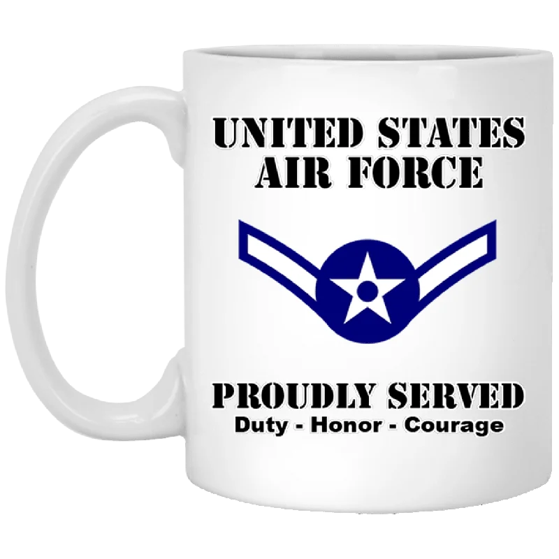 personalized mugs for Valentine’s Day-US Air Force E-2 Airman Amn E2 Ranks Enlisted Airman Ranks White Coffee Mug - Stainless Travel Mug