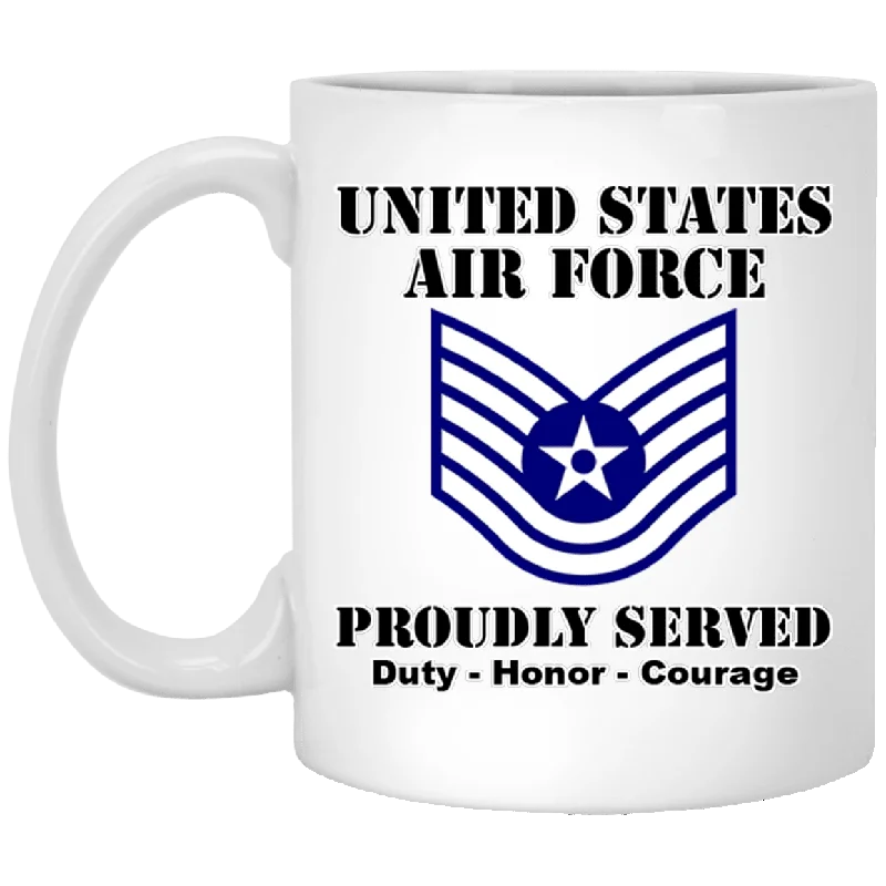 personalized mugs with motivational sayings-US Air Force E-6 Technical Sergeant TSgt E6 Noncommissioned Officer Ranks White Coffee Mug - Stainless Travel Mug