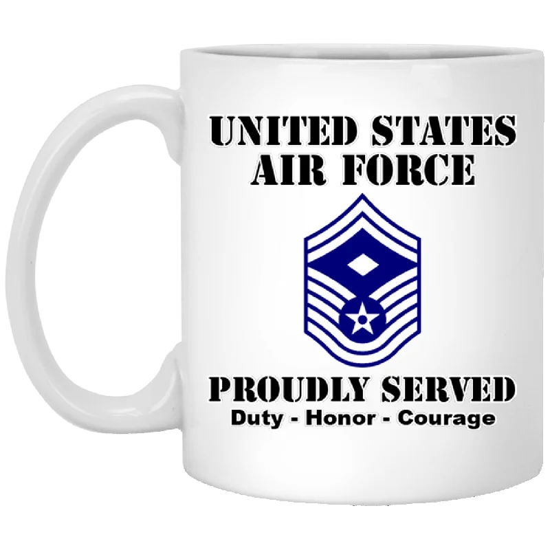 unique travel coffee mugs for work-US Air Force E-8 First Sergeant Ranks White Coffee Mug - Stainless Travel Mug